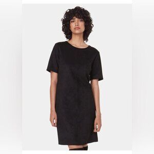 Twik by Simons Black Faux Suede Short Sleeve Mini Dress Size XS